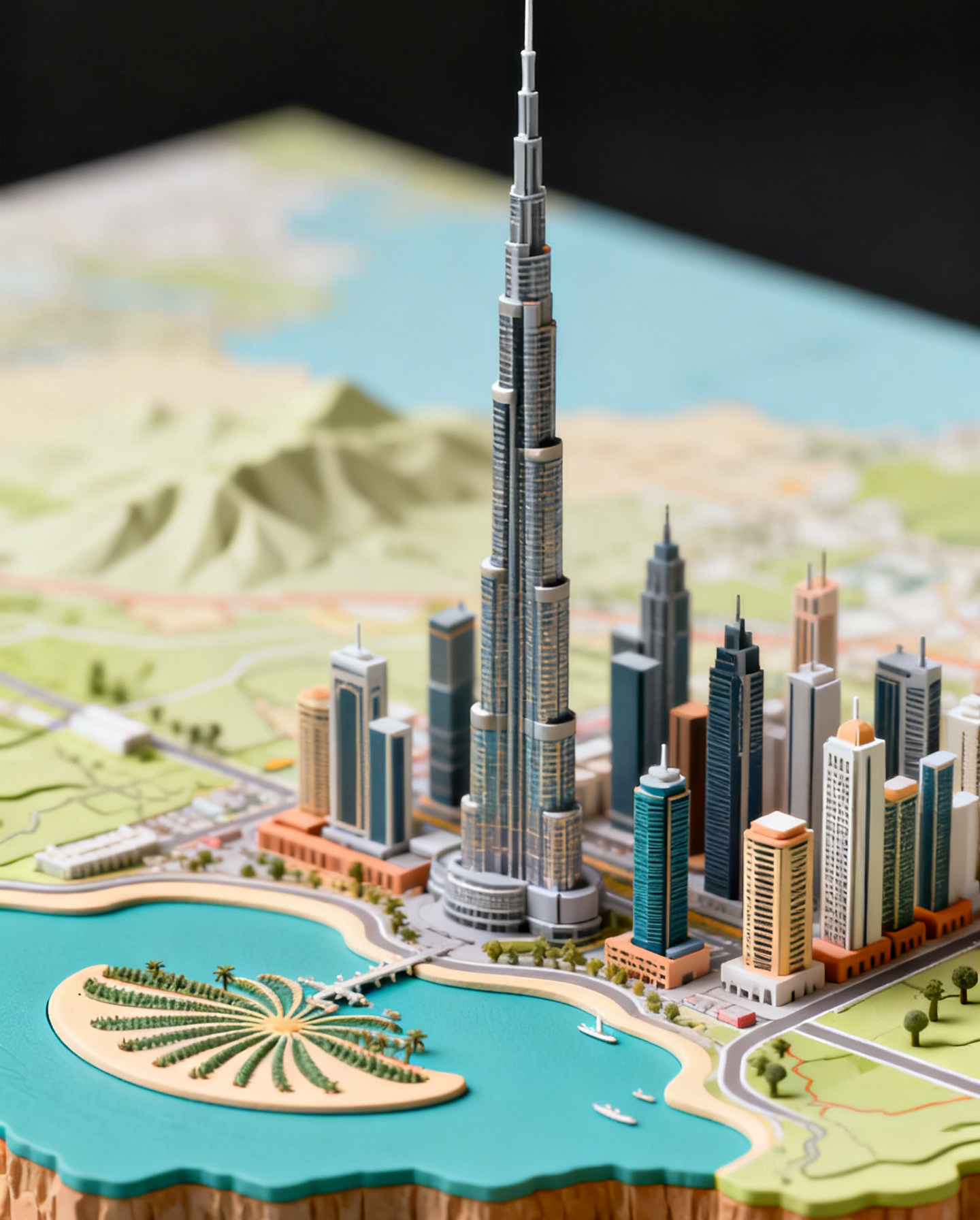 Dubai, UAE, as a miniature diorama